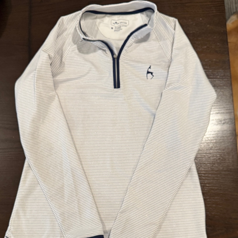 Peter Millar- Striped Quarter-Zip Pullover, golf.